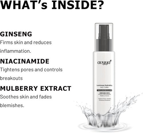 Regine Switzerland Luminous Hydrating Face Toner - Ginseng & Niacinamide for Brightening & Pore Tightening | 3.38 fl oz