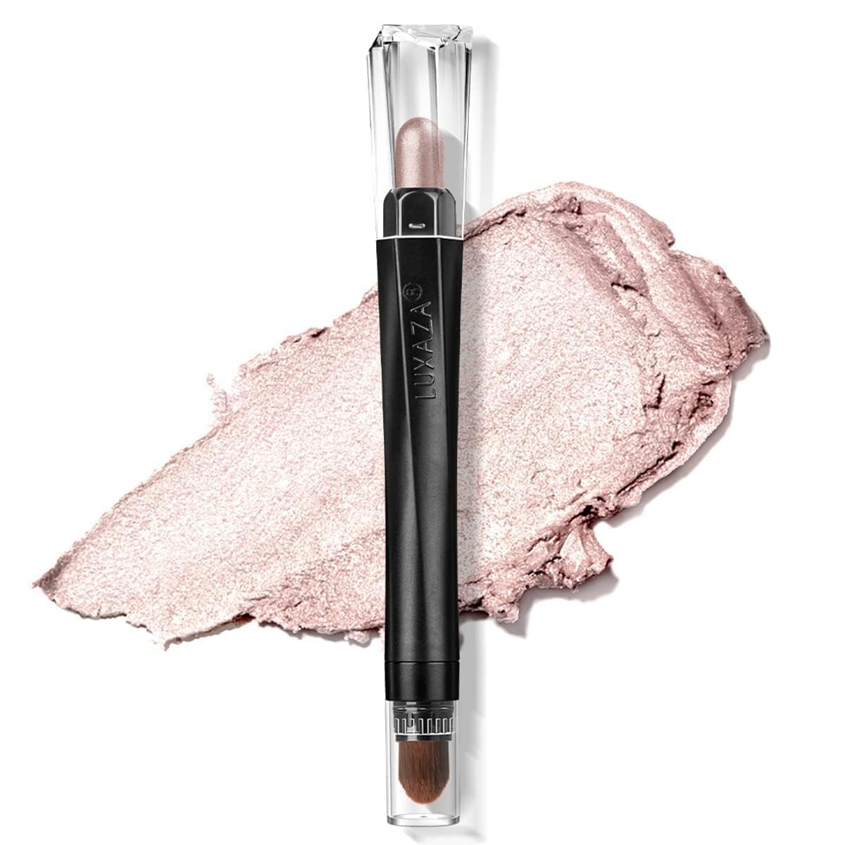 Cream Single Eyeshadow Stick with Blending Brush, Hypoallergenic Eye Shadow Sticks Makeup, Pro Waterproof & Long Lasting Eye Brightener Stick, Eyeshadow Pencil Crayon Shimmer #74