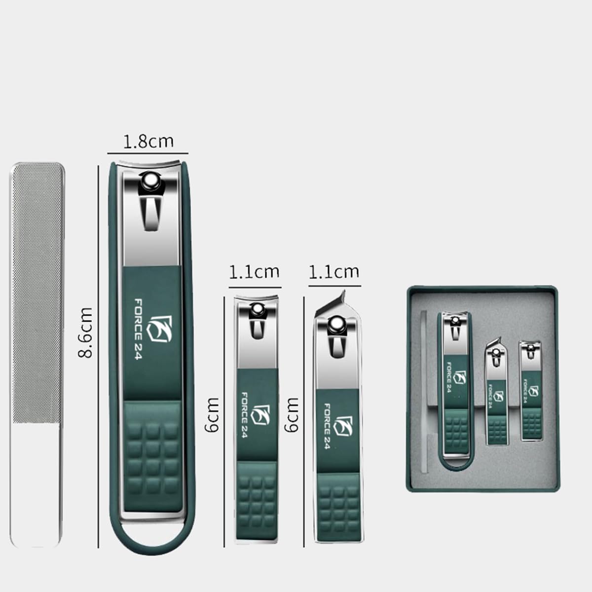 Force24 - Nail Clipper Set, Ultra Sharp Sturdy Fingernail Toenail Clipper Nail Clipper with Glass File 4 Pcs Set for Men Women Adult Nail Cutter Set for Thick Toenails & Nails