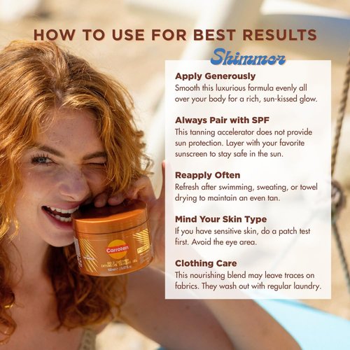 Carroten Intensive + Gold Shimmer Tanning Gel | Browning Tan Accelerators | Non-Greasy, Water-Resistant | Carrot & Coconut Oil | Vitamin A & E For Hydration | 5 oz (Set of 2) + Spatula