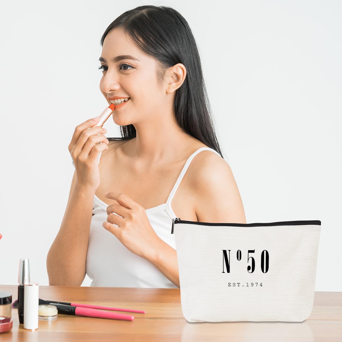 CVYW 1974 50th Birthday Gifts for Her Makeup Bag 50 Year Old Gifts for Women Cosmetic Bag 50th Birthday Gift Ideas for Female Friend Aunt Grandma Mom Retirement Birthday Travel Toiletry Bag