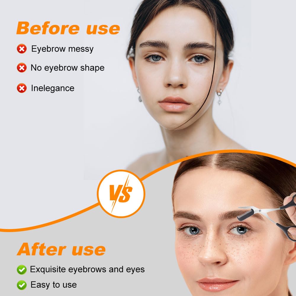 Eyebrow Trimmer Scissor for Women,Upgraded Stainless Steel Eyebrow Scissors with Comb,Small Scissors for Men and Women,Eyebrow Cutter Hair Removal Eyebrows Makeup Tool (white)