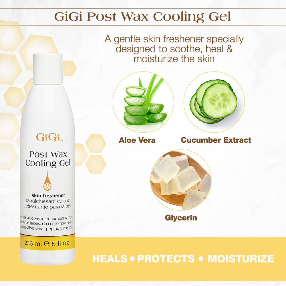 GiGi Post Waxing Cooling Gel, Soothing After Wax Care Treatment, Skin Freshener & Hydrating, 8 fl oz
