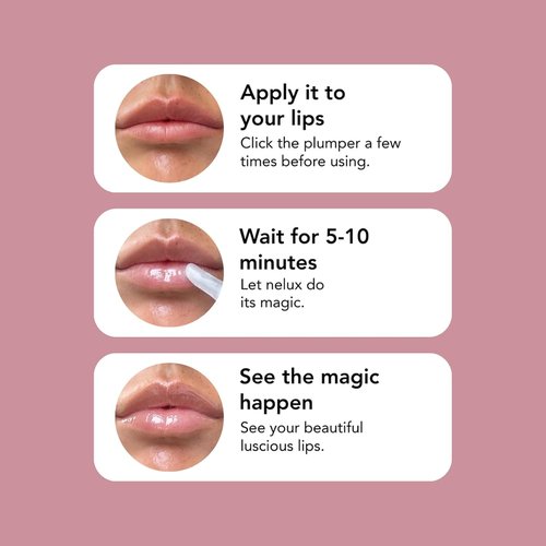 Nelux Hyaluronic Acid Lip Plumper - Instant Hydration & Fullness | Non-Sticky, Smooth Finish