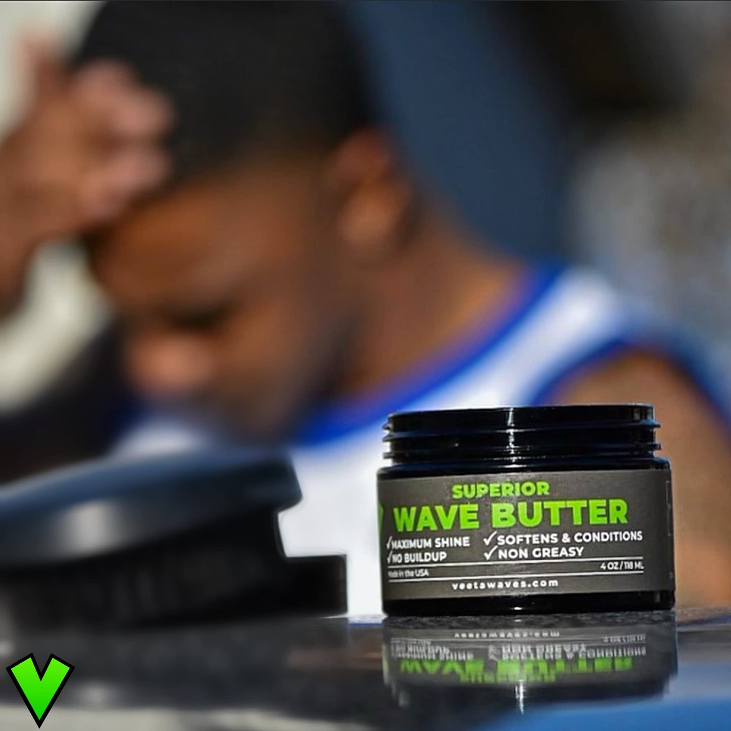 Veeta Superior Wave Butter - 360 Wave Grease for Men, Maximum Shine, Non Greasy, Softens & Conditions, No Buildup Shea & Tangerine Butter Wave Cream (4 oz)