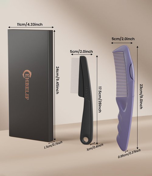 Dandruff Comb | 2PC Upgraded Fine Tooth Scalp Detox Tool for Women, Men & Kids - Purple Hair Care Set