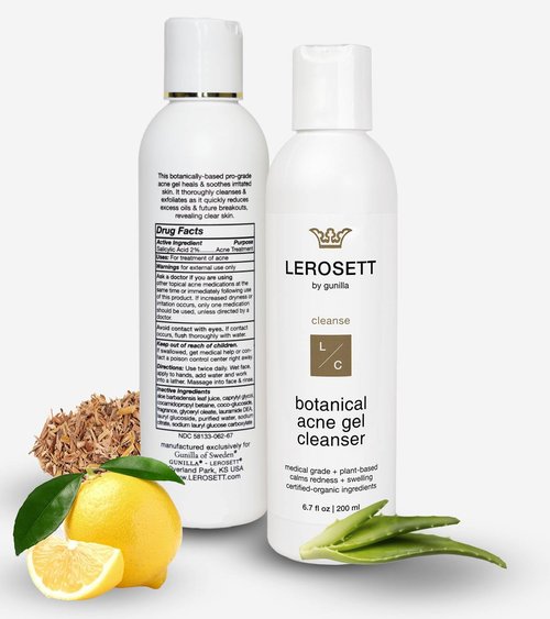 LEROSETT Foaming Gel Acne Cleanser - Vegan Formula with 2% Salicylic Acid & 50% Calming Aloe | 6.7oz