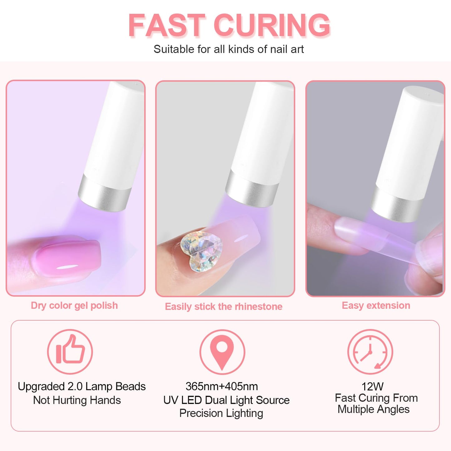 U V Nail Lamp, Rechargeable U V Light for Gel Nails Polish, Mini Flash Cure Light for Gel X Nails, Cordless U V LED Nail Lamp, Nail Dryer with 4 Timers&Sensor, Fast Curing Gooseneck U V Lamp, White