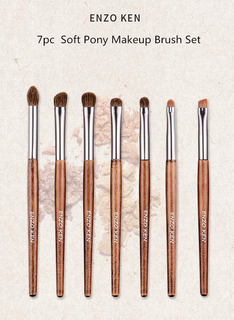 ENZO KEN Natural Pony Hair Eye Shadow Brush Set, Small Eyeshadow Brushes Set, Eye Makeup Brushes Set Professional, Small Nose Contour Brush, Angled Eyeshadow Brush, Eye Brush, Eyeshadow Blending Brush