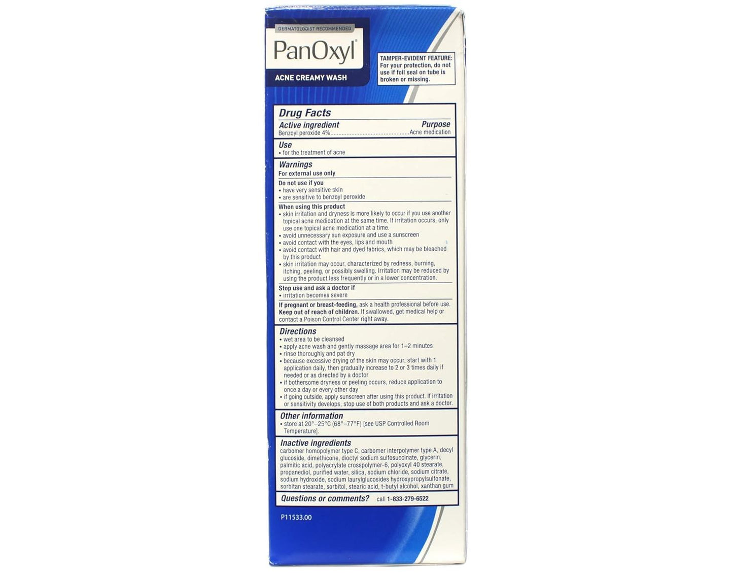PanOxyl 4 Acne Creamy Wash, 4% Benzoyl Peroxide 6 oz (Pack of 10)