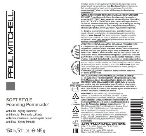 Paul Mitchell Foaming Pomade, Defines Texture + Boosts Shine, For Curly Hair, Wavy + Coily Hair