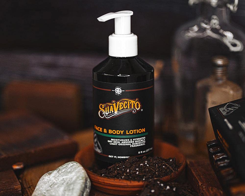 Suavecito Face & Body Lotion - Original Scent, Lightweight Moisturizer for Dry Skin | 8 oz Pump Bottle