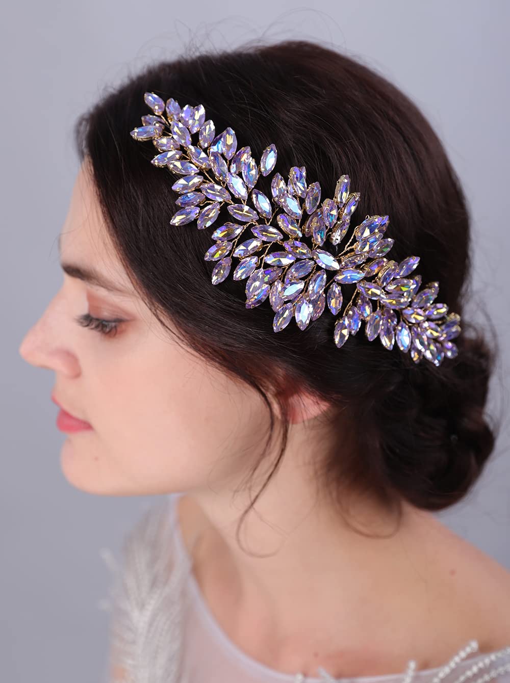 JWICOS Bridal Headband Crystal Wedding Hair Vine Wedding Headpieces for Bride Wedding Hair Accessories for Women and Girls (Rose Gold)