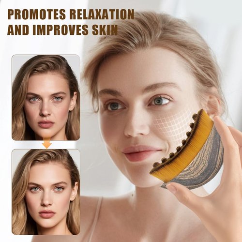 Lymphatic Contour Face Brush and Manual Face Massage Tool, Soft Bristles Jawline Contouring Massager for Skin Depuffing, 3 Pack