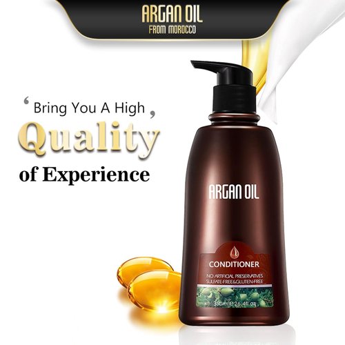 Moroccan Argan Oil Shampoo & Conditioner Set - Intense Moisturizing Hair Treatment with Mask | Color Safe, UV Protection, Gift Box