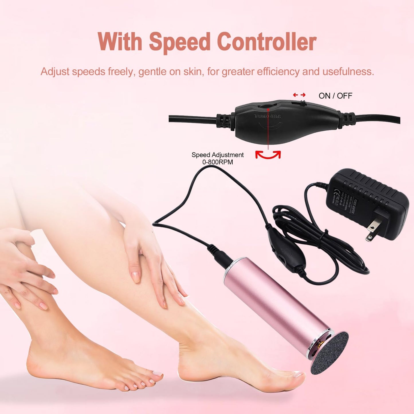 Electric Foot File 2025 Upgrades Electric Foot Callus Remover,Electric Callus Remover for Feet with 60 Pcs Sandpaper Discs, Foot File Electric with Speed Controller,for Dead Dry Crack Skin Calluses