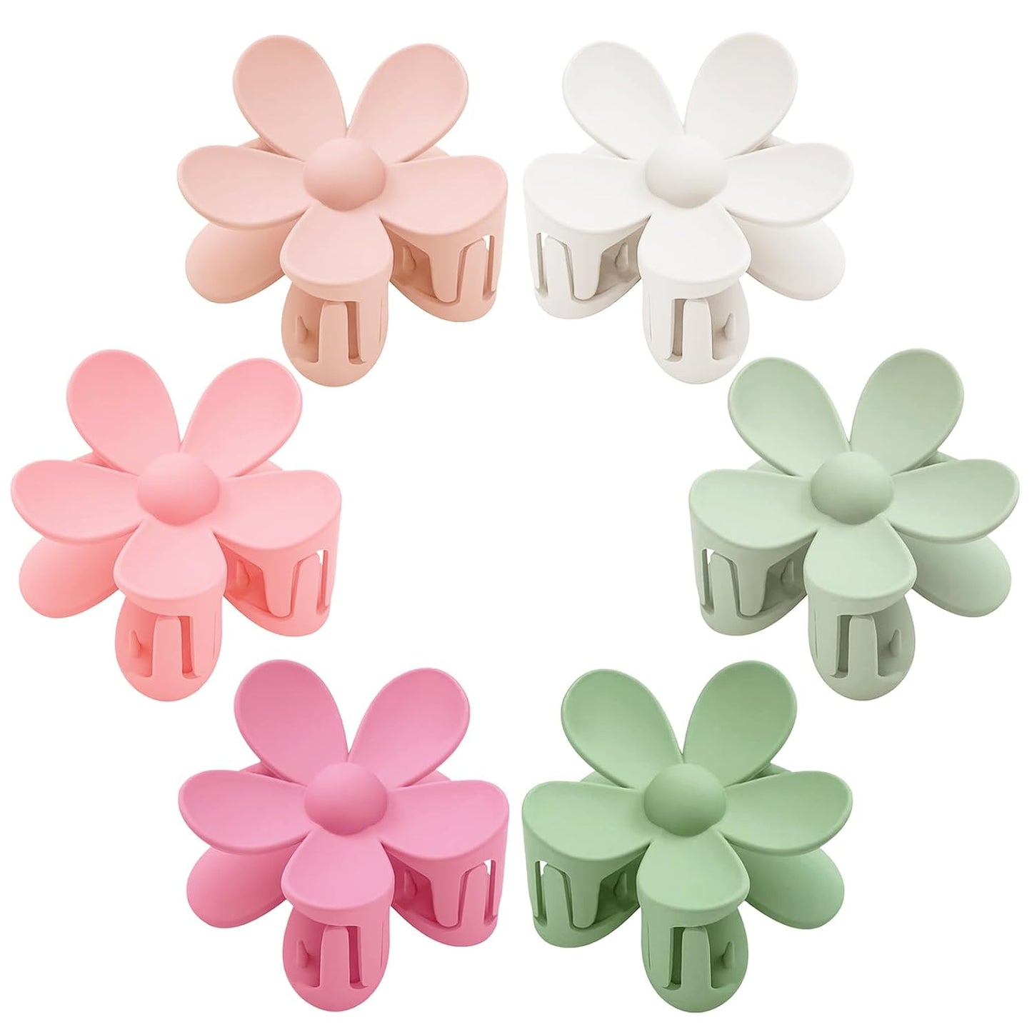 Flower Hair Clips 6 PCS Flower Claw Clips Daisy Clips for Women Matte Large Claw Clips Strong Hold Jaw Clamps Hair Accessories for Thick Hair 6 Colors