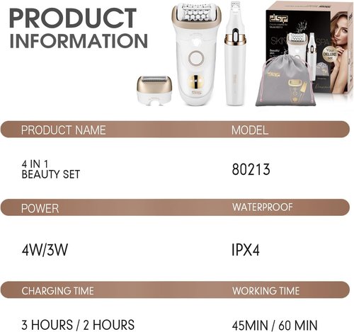 DSP 4-in-1 Beauty Set for Women - Epilator, Hair Removal Device & Electric Shaver | Fast Charging & Accessories Included