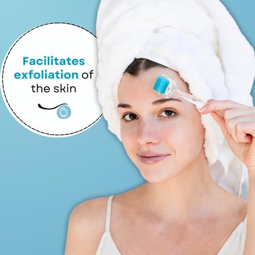 Derma Roller for Hair and Skin - 0.30mm Titanium Microneedles - for Face Scalp Derma Stamp - 192 Individual Micro Needles with Free Storage Case for Men and Women (Blue) (Sea blue, 0.30mm)