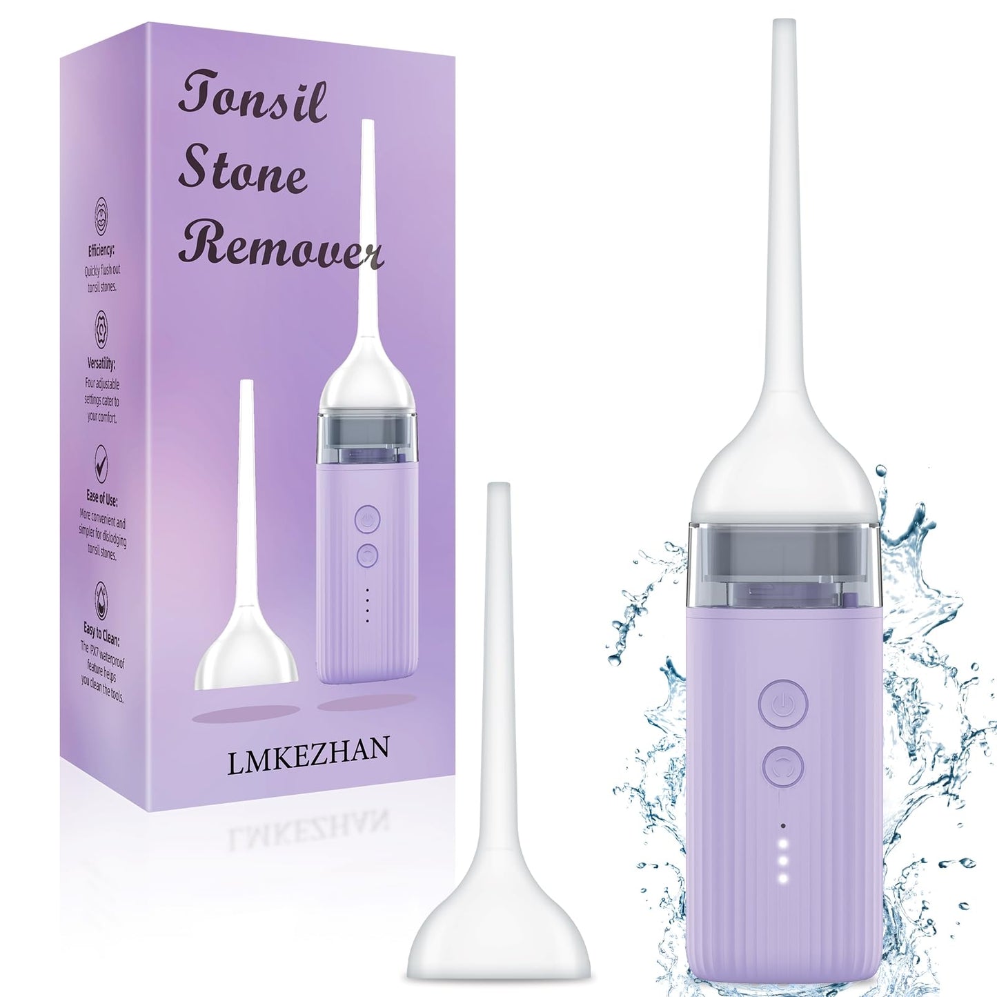 LMKEZHAN Tonsil Stone Remover, Tonsil Stone Removal Kit with 4 Levels Suction Mode, Rechargeable Tonsil Stone Vacuum, Silicone Tonsil Stone Removal Kit, IPX7 Waterproof, Tonsil Stone Remover Tool