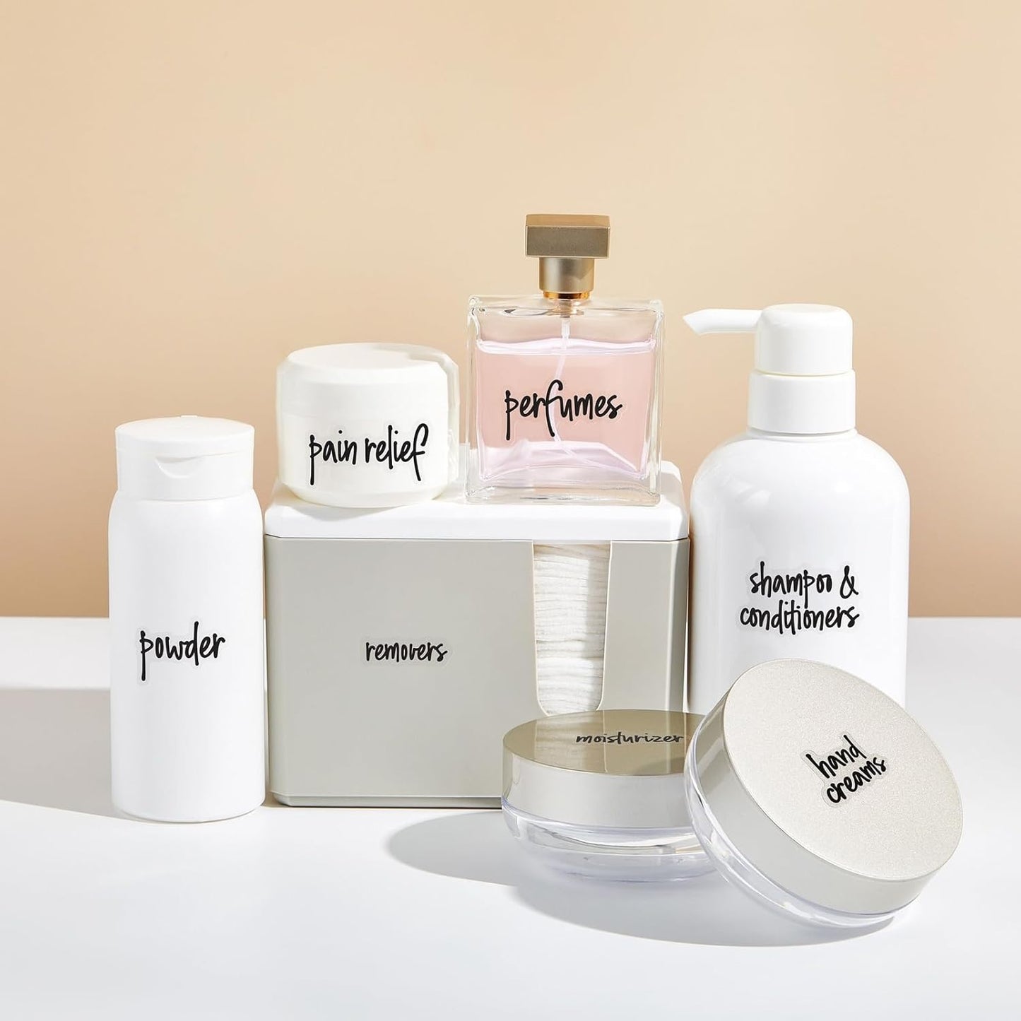 Transparent Vinyl Kitchen & Bathroom Labels - 192 Waterproof Stickers for Jars & Makeup Storage