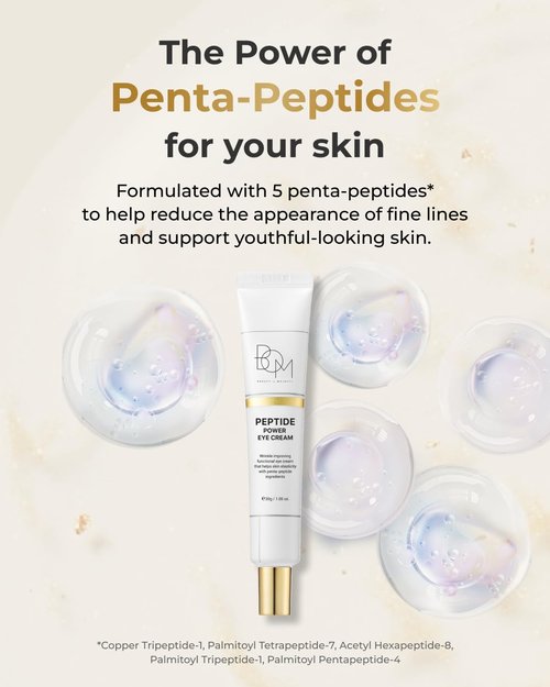 BOM COSMETICS Peptide Power Eye Cream - Lightweight 99% Pure Gold Formula for Collagen Boost | 1.05 Fl Oz