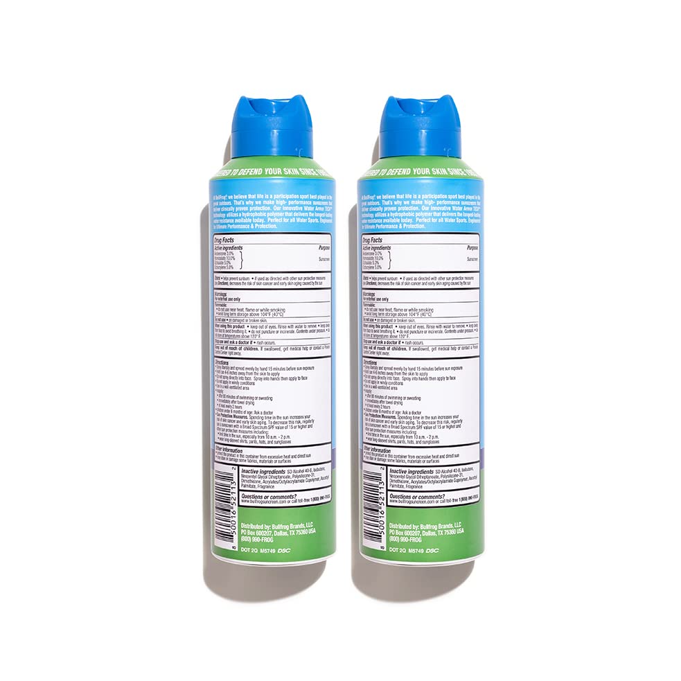 Bullfrog Quik Spray Sunscreen SPF 50 | Oxybenzone & Octinoxate Free | Broad Spectrum Moisturizing UVA/UVB, 2 pack