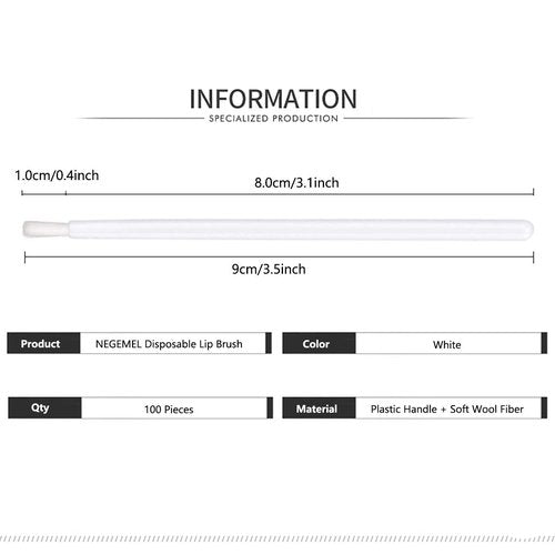 100 Pcs Disposable Makeup Lip Brushes Lipstick gloss brush Lip Gloss Applicators with Soft Brush Head Cosmetic Lip Brush Wands mini paint brushes for cookies (White)