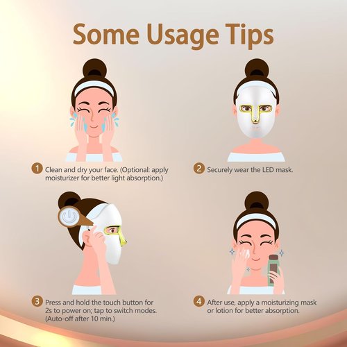 HSA FSA Red Light Therapy for Face Mask – LED Face Mask Light Therapy with Red Blue LED and Infrared Light, Anti-Aging, Blemish Repair Treatment