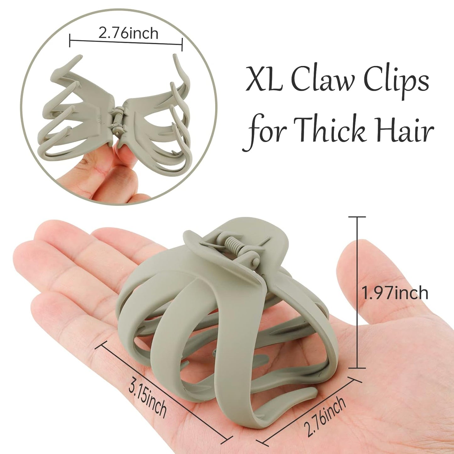 Hair Clips Claw Clips for Thick Hair 5Pcs Large Hair Clips 3.15'' Big Octopus Hair Clip Long Thick Medium Hair Neutral Jumbo Jaw Clips Hair Accessories for Women Girls