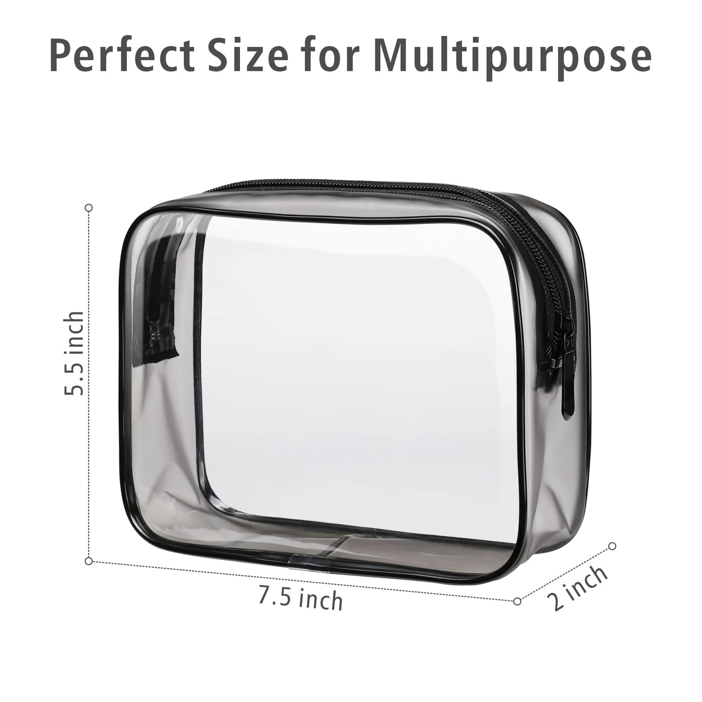 PACKISM Clear Toiletry Bag - 3 Pack TSA Approved Toiletry Bag Quart Size Bag, Travel Makeup Cosmetic Bag for Women, Carry on Airport Airline Compliant Bag, Black