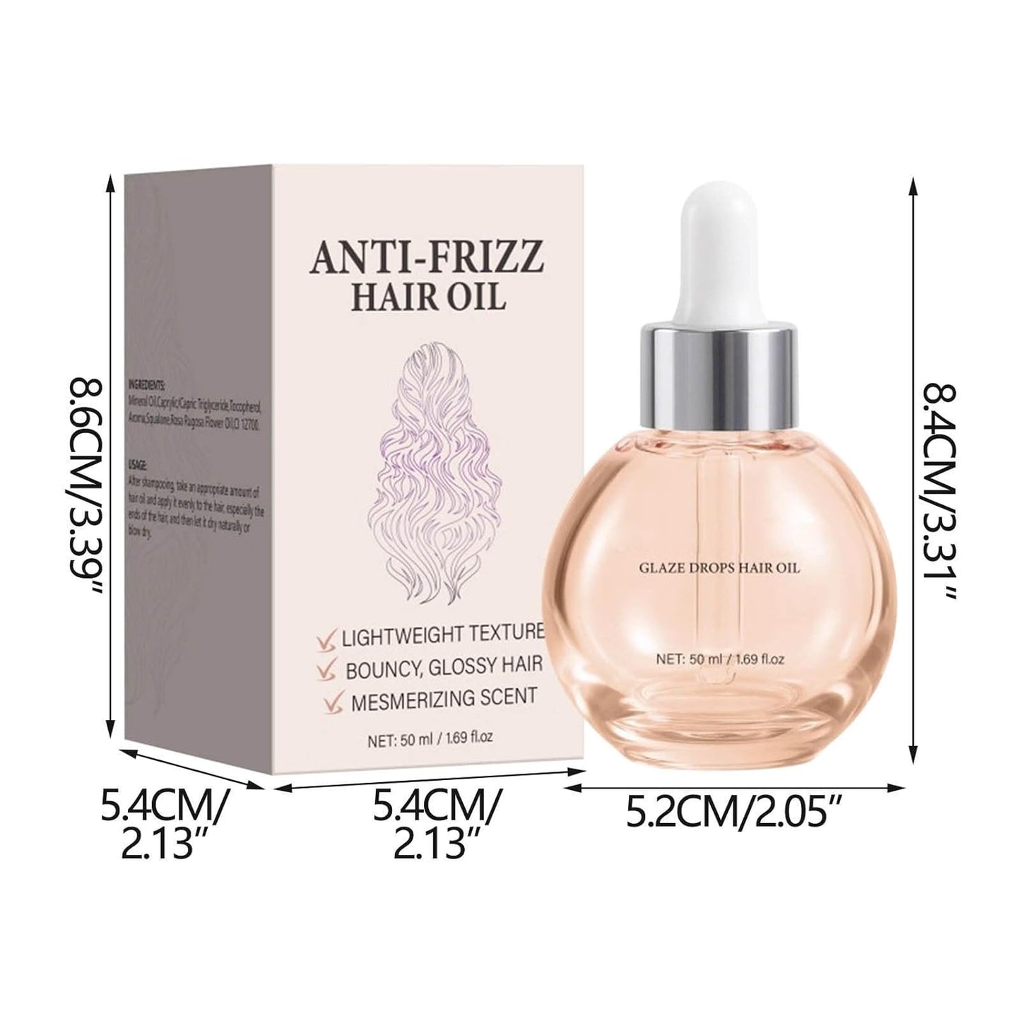 Skiennix Hair Gloss Oil - Anti-Frizz Glaze Drops for Smooth, Shiny Hair | Hydrating Serum (1.69 fl oz)