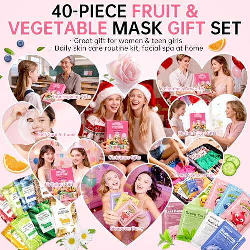 Collagen Face Masks Skincare Set for Women, Spa Face Mask with Collagen Extract, Bulk Facial Masks for Teen Girls, Korean Face Mask Sheet Gift for Sensitive Skin, Daily Hydrating Skincare Routine