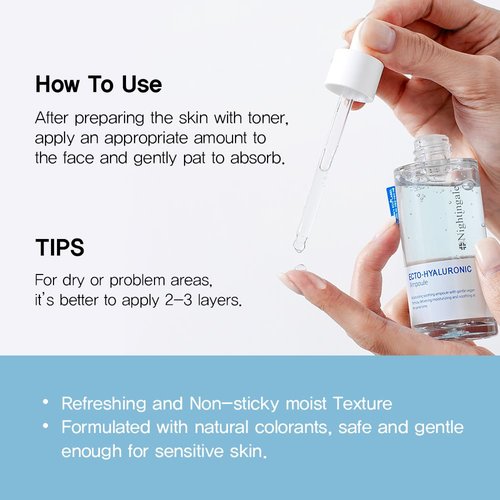 Nightingale Ecto-Hyaluronic Ampoule - 8-Layer Hyaluronic Acid Serum for Dry Skin | Fragrance-Free, Vegan