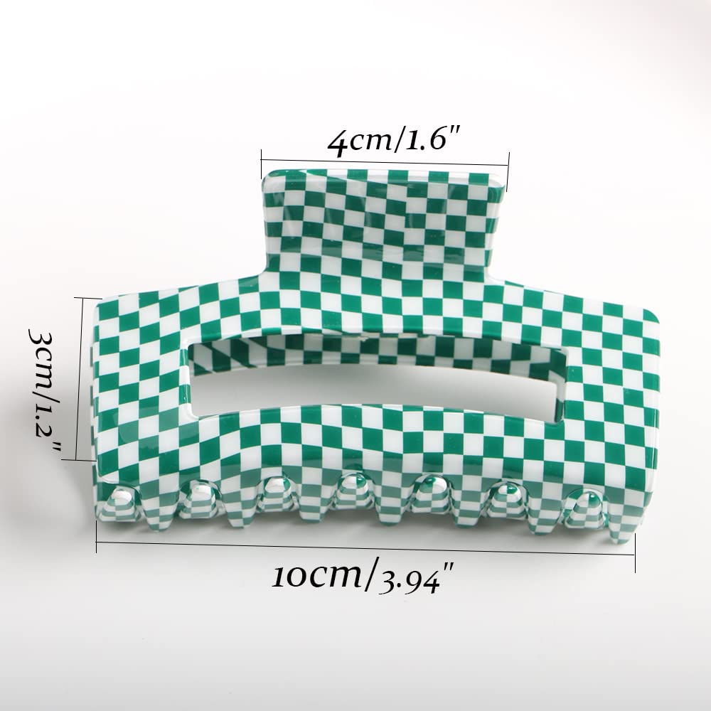 Vintage Green/White Cellulose Acetate Banana Hair Clips, Pack of 3, Nonslip Claw Clamps for Women and Girls