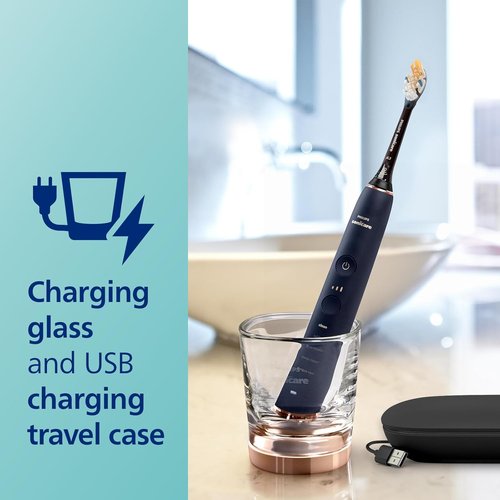 Philips Sonicare DiamondClean Smart 9750 Electric Toothbrush - Sonic Technology, App Connectivity, 5 Modes, Lunar Blue, Model HX9954/74