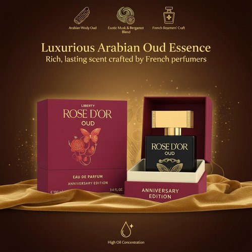 Liberty Rose Oud Anniversary Edition 3.4 Oz/100ml | Unisex Long Lasting Oud Fragrance | Perfume for Men and Women | Woody Floral Oriental Fragrance with Oudh