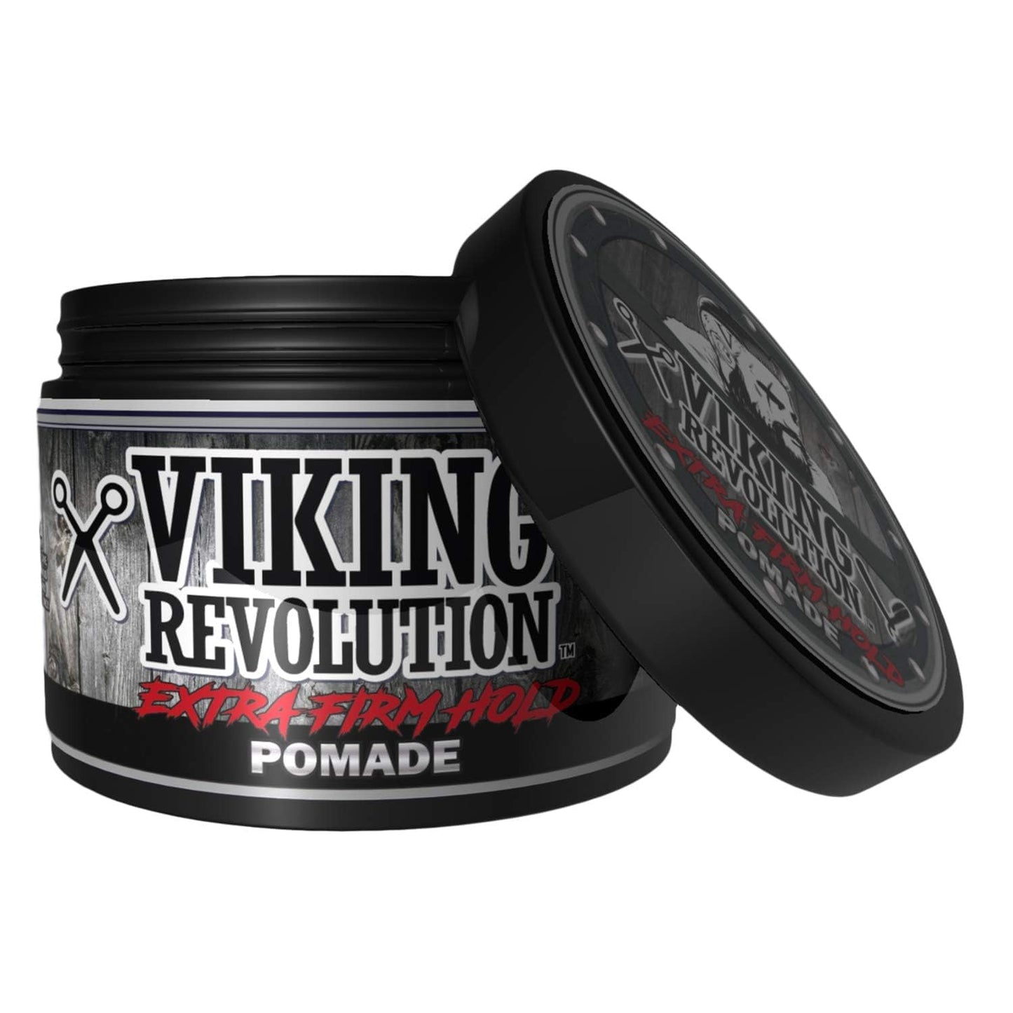 Viking Revolution Extreme Hold Pomade for Men - Extra Firm, High Shine Hair Styling - 4oz Water-Based Formula