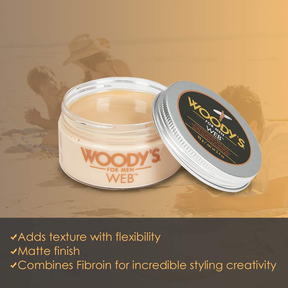 Woody's Hair Clay for Men – Matte Finish, Styling Pomade for Men Stronghold, Firm and Flexible Control, 3.4 oz. 2-Pack