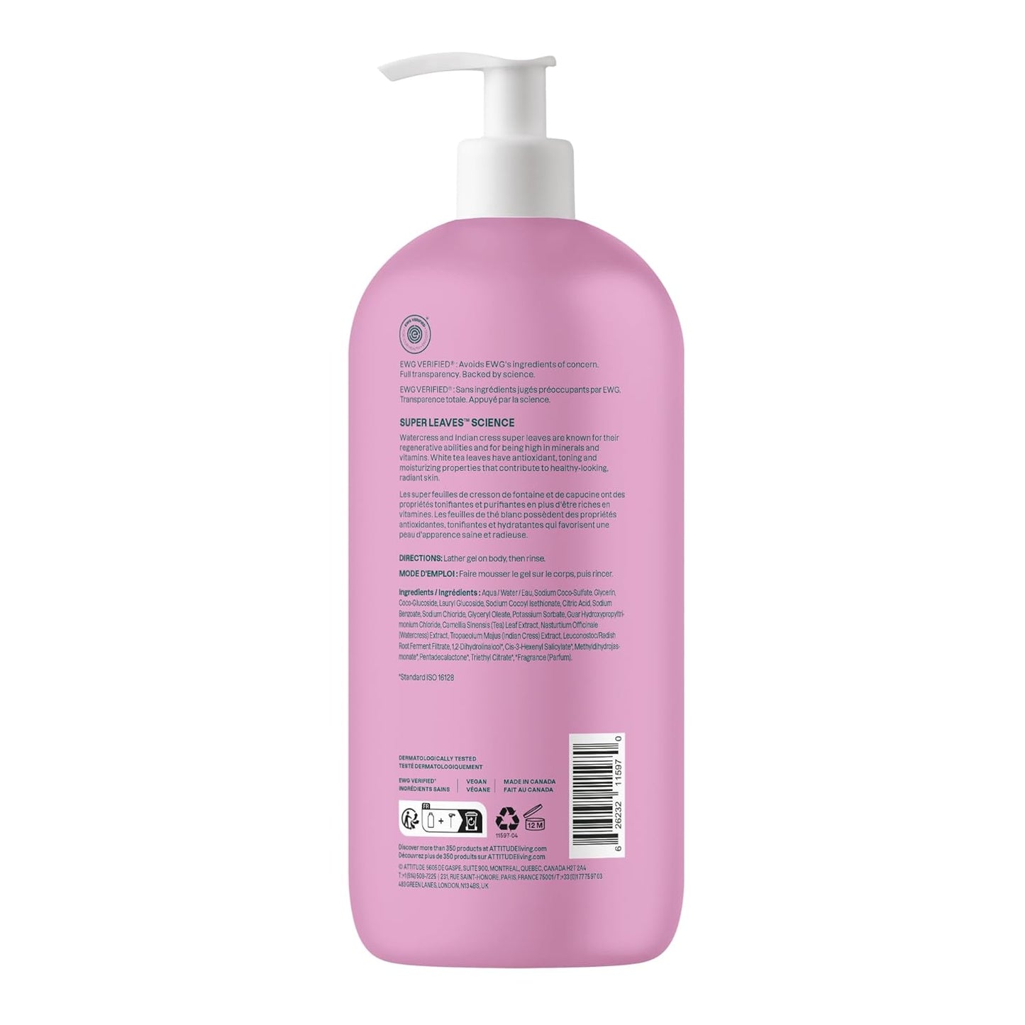 ATTITUDE Soothing Shower Gel - Vegan & Plant-Based Formula with White Tea Leaves | 32 Fl Oz