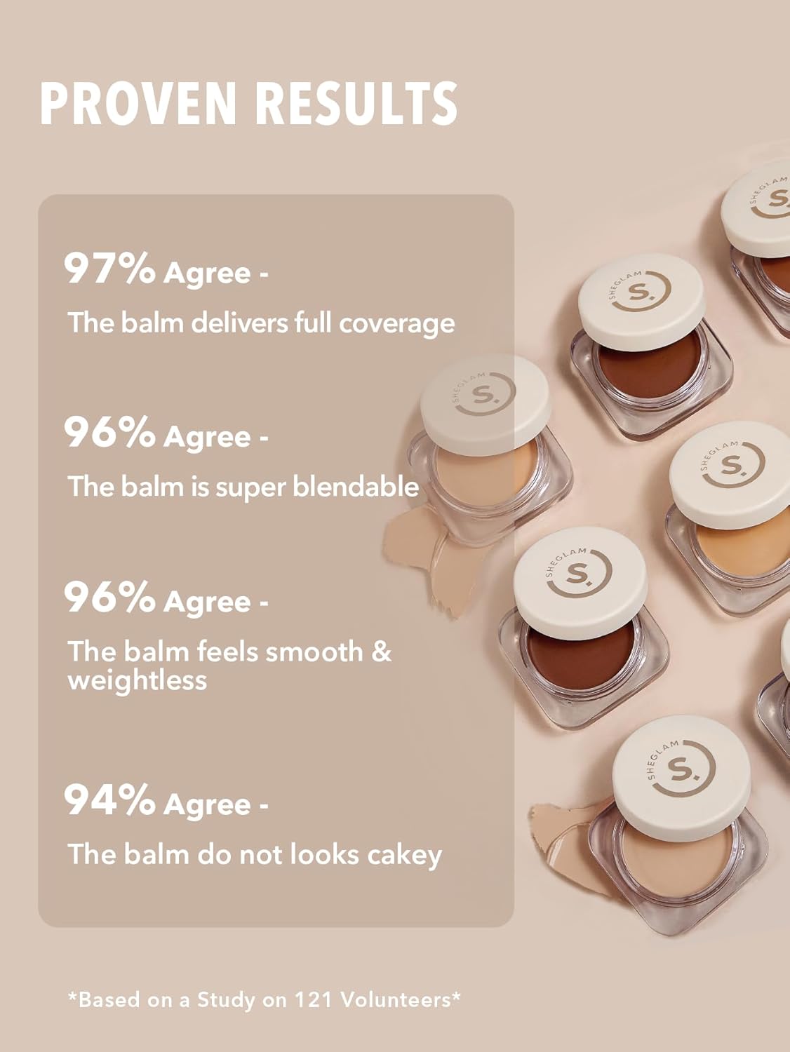 SheGlam Hydrating Cream Foundation Balm - Full Coverage, Long-Lasting Concealer for Dry Skin - Shell