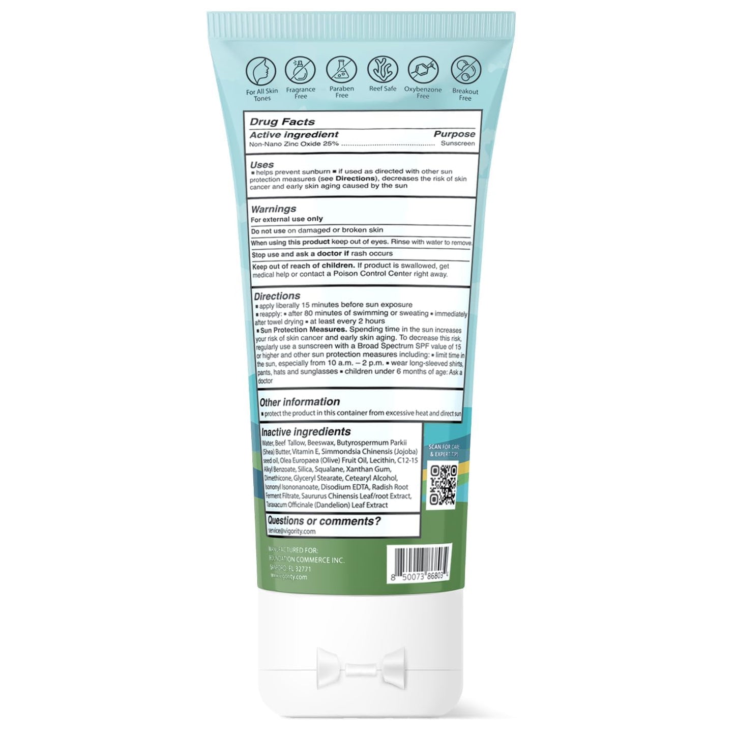 Vigority Tallow Sunscreen SPF 50 - Natural Grass-Fed Beef Tallow & Non-Nano Zinc Oxide | Moisturizing, Non-Greasy, Reef Safe for Adults & Kids (3.4 oz)
