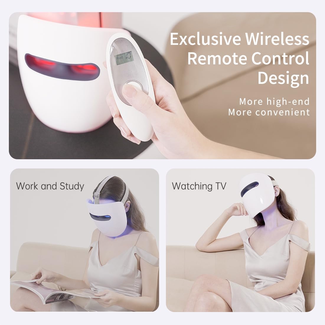 HIME SAMA LED Face Mask - 8 Color Wireless Skin Care Device | Red & Blue Light for Wrinkle Reduction