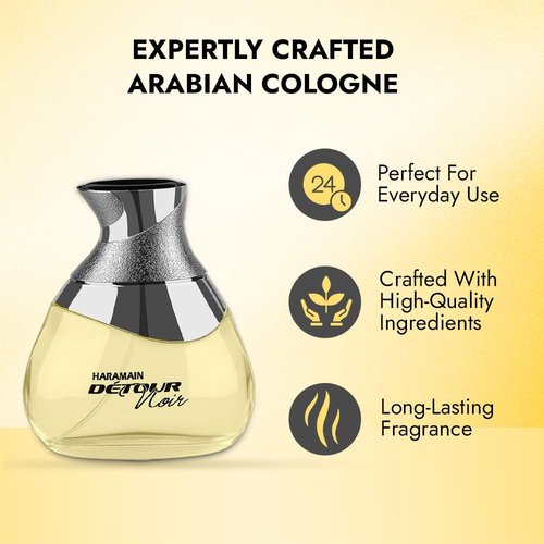 Al Haramain Detour Noir Eau de Parfum Spray - Unisex Fragrance, 3.33 Ounce Bottle