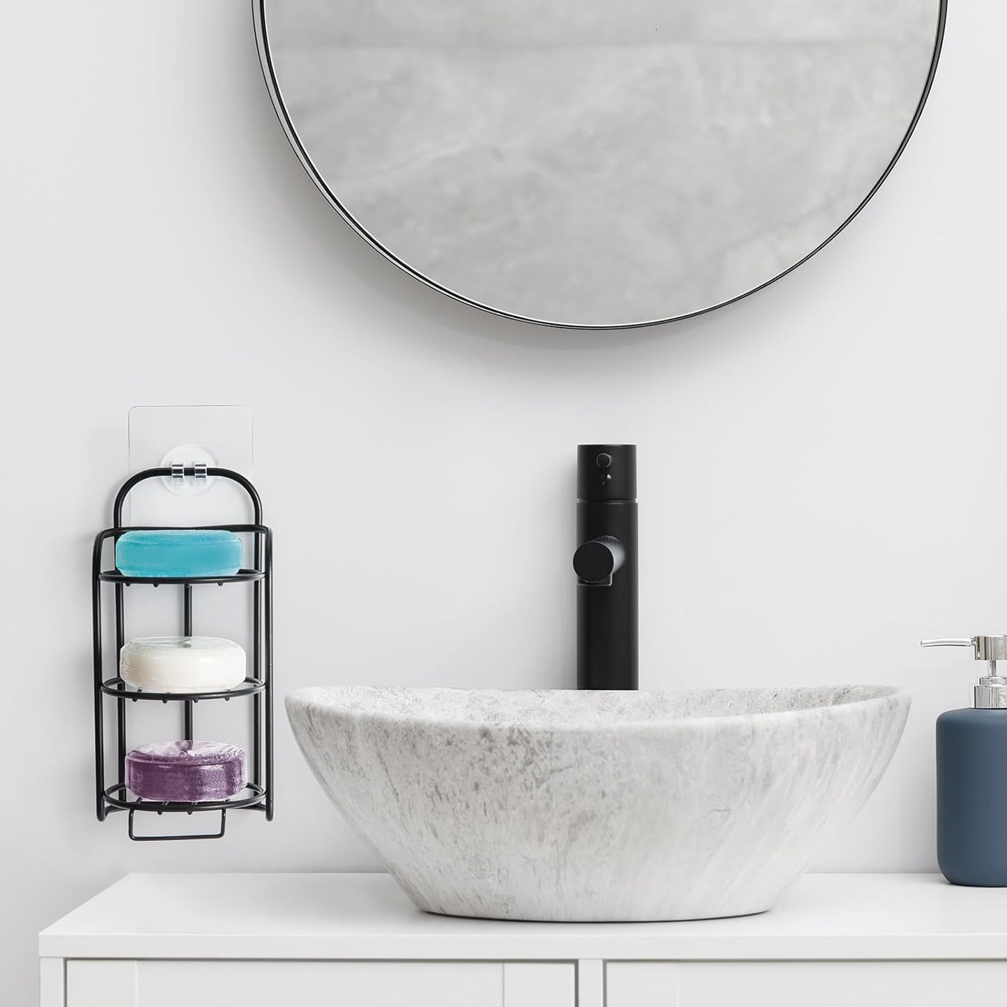 Skiennix 3-Tier Shower Soap Holder - Self-Adhesive & Freestanding Draining Caddy for Bathroom Decor