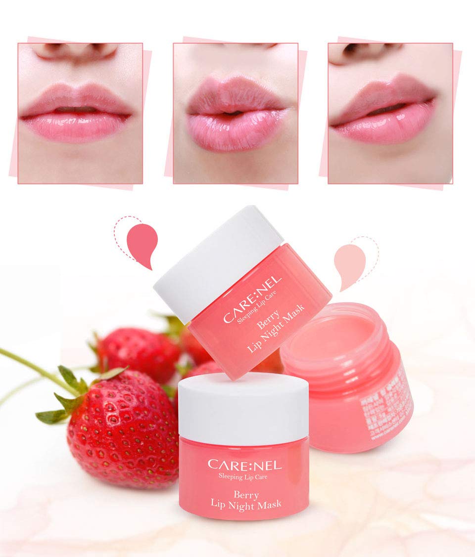 CARENEL Lip Sleeping Mask 5g (Berry2+Lime1) - Moisturizer for Dry Lips - Overnight Treatments Balm, Day and Night Repair Gloss, Scrubs Exfoliator