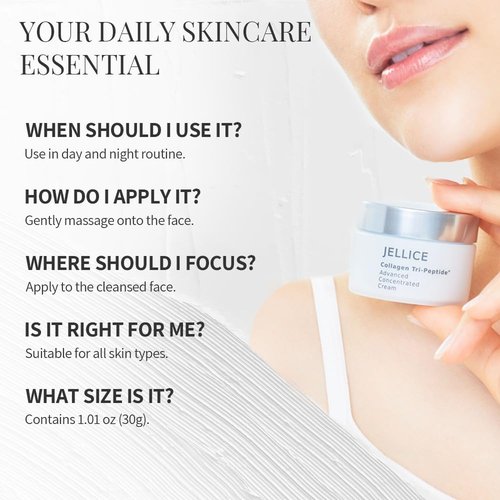 JELLICE Advanced Collagen Face Cream - Anti-Aging Moisturizer with Collagen Tripeptides & Hyaluronic Acid for All Skin Types