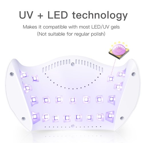 Gel UV LED Nail Polish Lamp, LKE Nail Dryer 40W LED Light with 3 Timers Professional for Nail Art Tools Accessories White