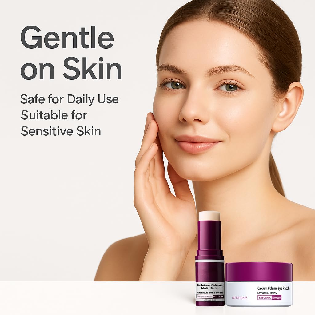 Skiennix Eye Care Duo - Calcium Multi Balm Stick & Hydrogel Under Eye Patches | Hydrating, Smoothing Treatment, 60ea