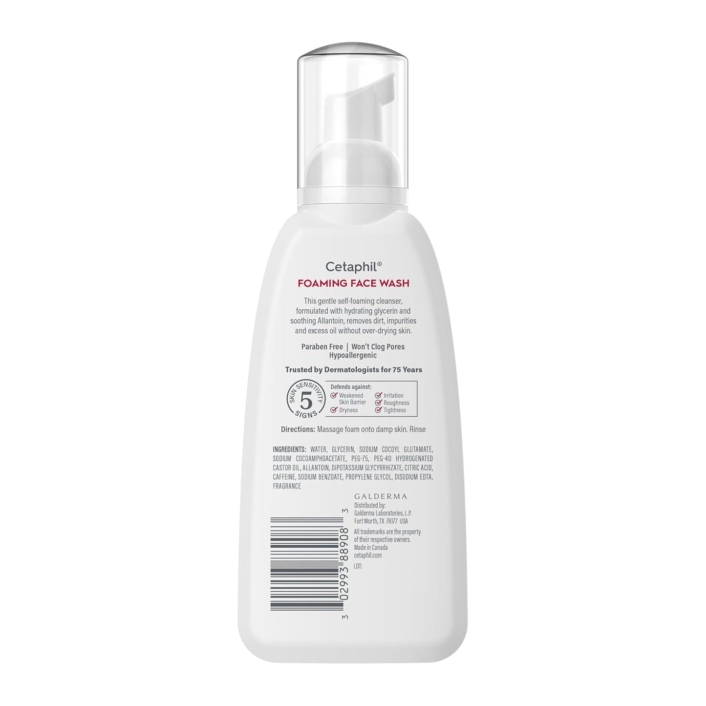 Cetaphil Redness Relieving Foaming Face Wash - Gently Cleanses & Calms Sensitive Skin | 8 Fl Oz